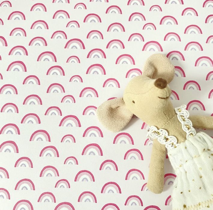 Tapeta do domku dla myszek maileg barbie sylvanian różowa tęcza