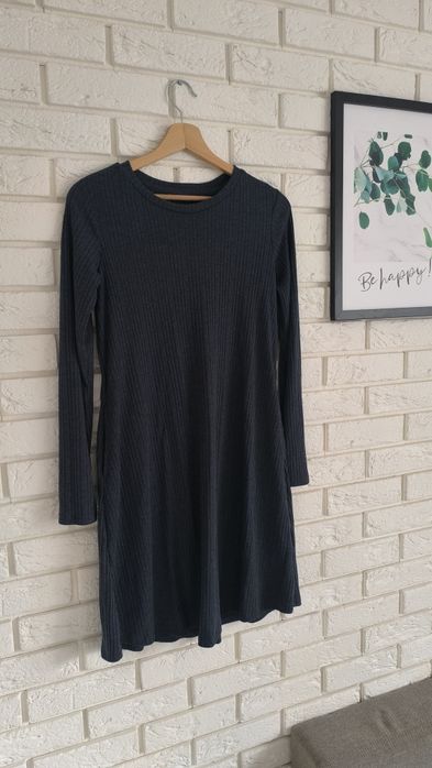 Sukienka sweterkowa jesienna dzianinowa damska S 36 grafitowa