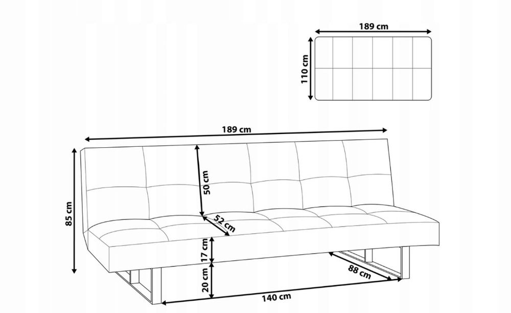Sofa rozkładana biala ekoskóra