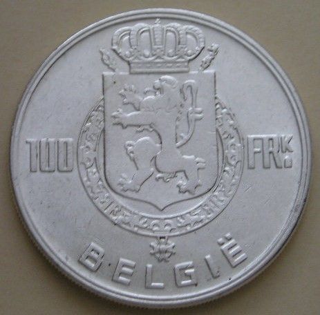 Belgia 100 franków 1951 - Czterech Króli - dynastia - srebro