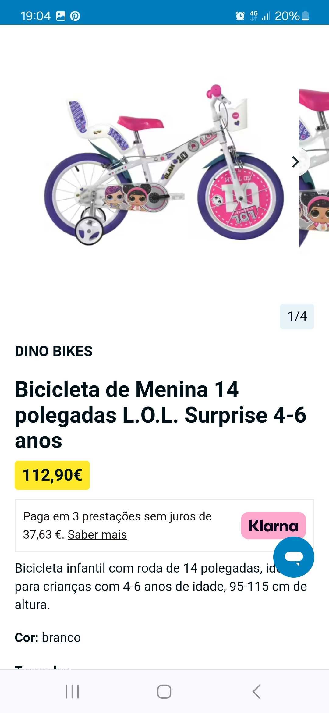 Bicicleta menina LOL