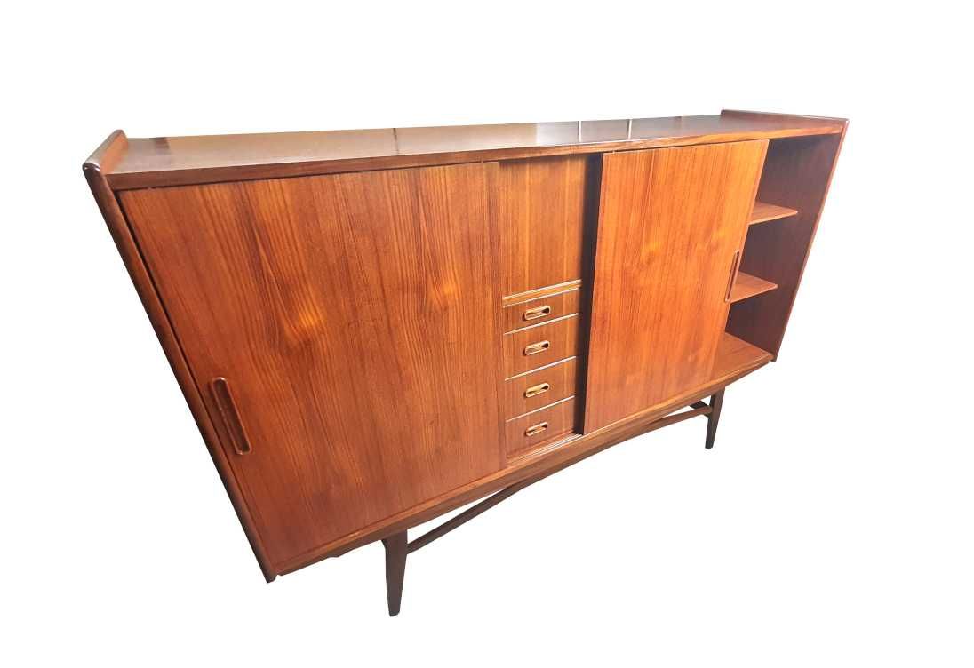 Duńska komoda, regał, Highboard, tekowy, vintage, lata 60.