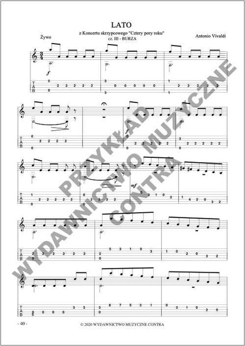 Łatwy Vivaldi na gitarę fingerpicking (nuty + tabulatury)