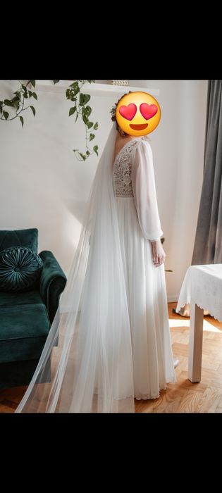 Suknia ślubna boho rustykalna off white