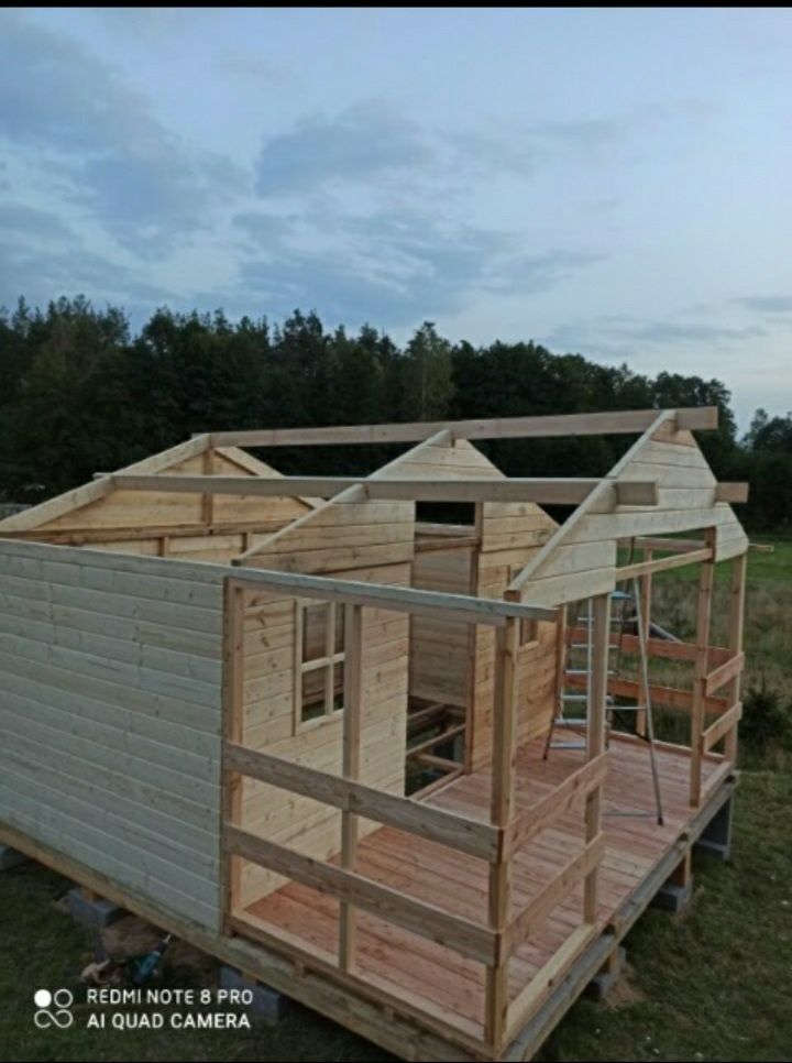 Domek drewniany z tarasem 4m x 3m Wyprzedaż