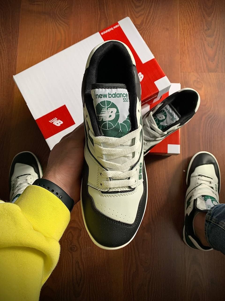 New Balance 550 Black & White & Green