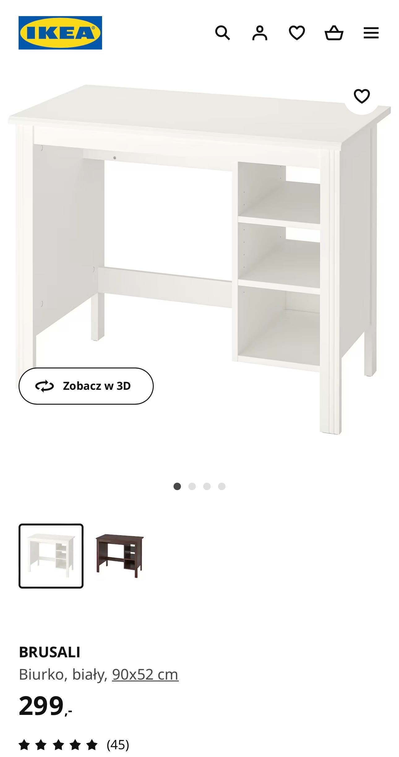 Biurko Ikea Brusali białe 90x52cm