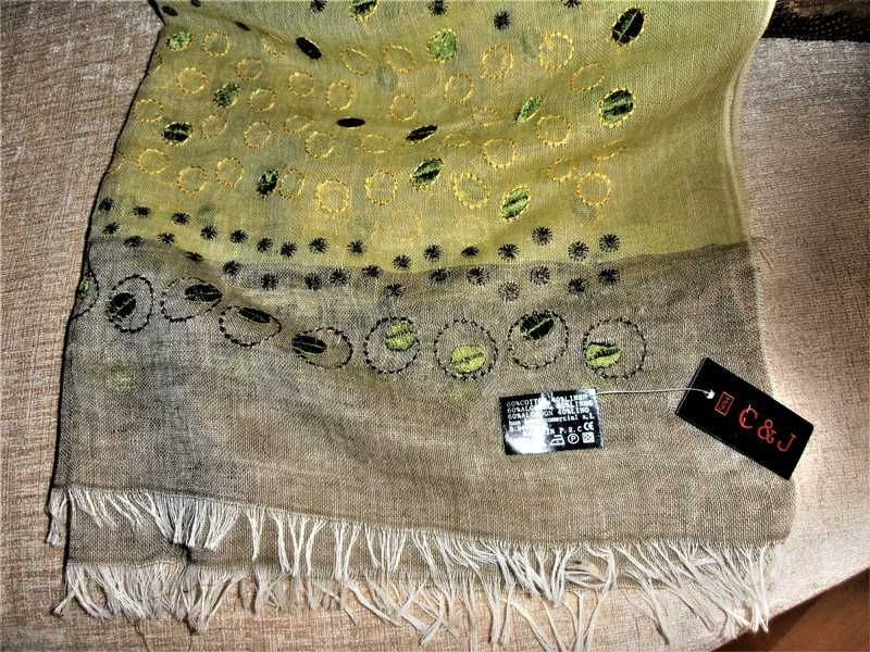 Echarpe e Lenço  em tons de verdes