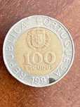 2 moedas bimetálicas 100 escudos (100$00), 1991, bordo com 10 sectores