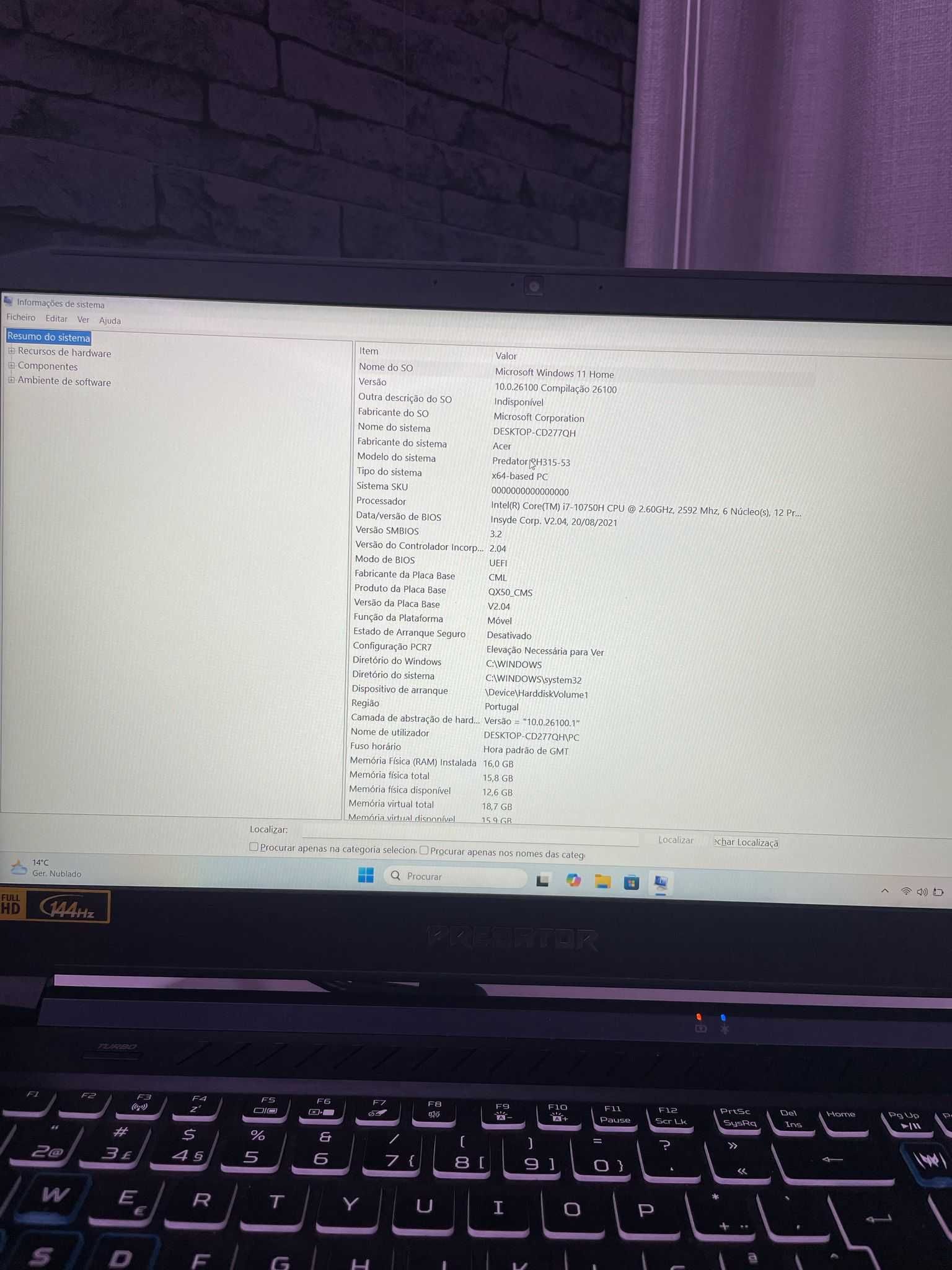 Vendo portátil Predator Helios 300 (como novo)