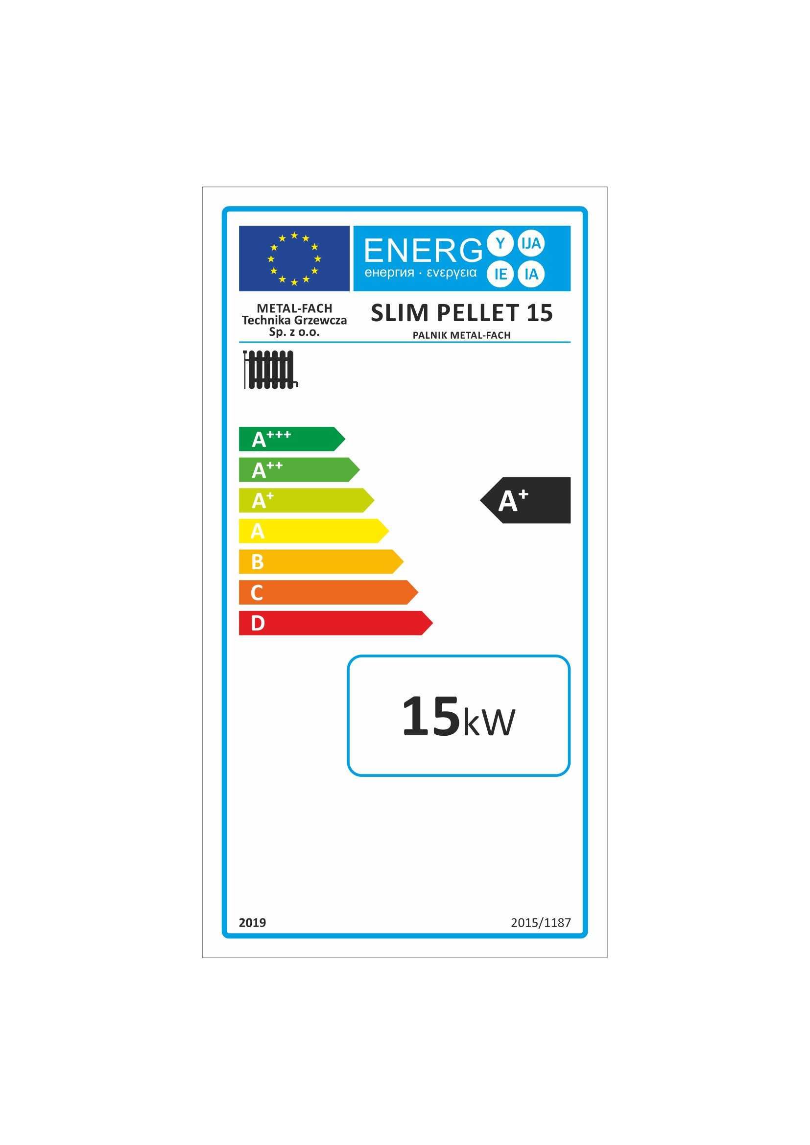 Kocioł pellet METAL-FACH Slim Pellet 15 kW