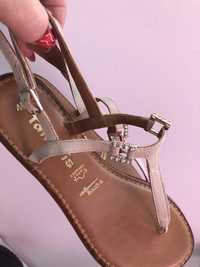Sandałki damskie tamaris skórzane beźowe roz 40