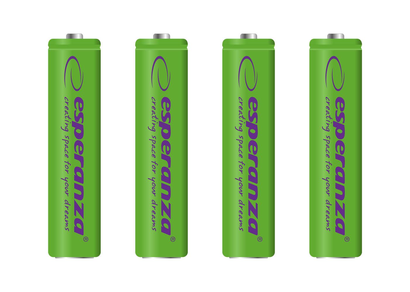 Esperanza akumulatorkiNI-MH AAA 1000MAH 4SZT. ZIELONE