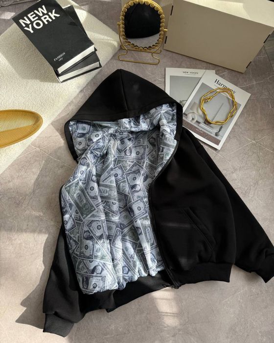 Жіноча худі зіп з баксами доларами