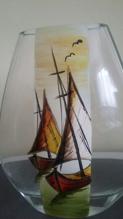 Komplet wazonów, szkło ręcznie malowane