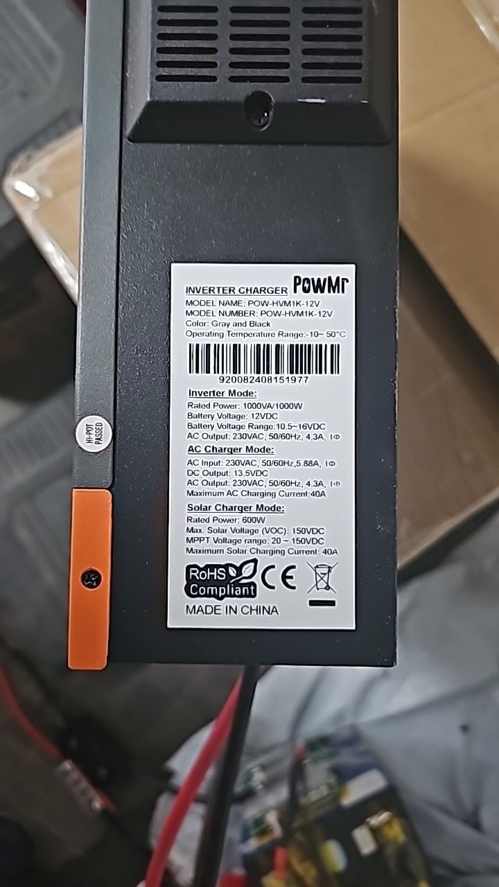 Inversor híbrido sine wave 12v 1kw 80a mppt off-grid