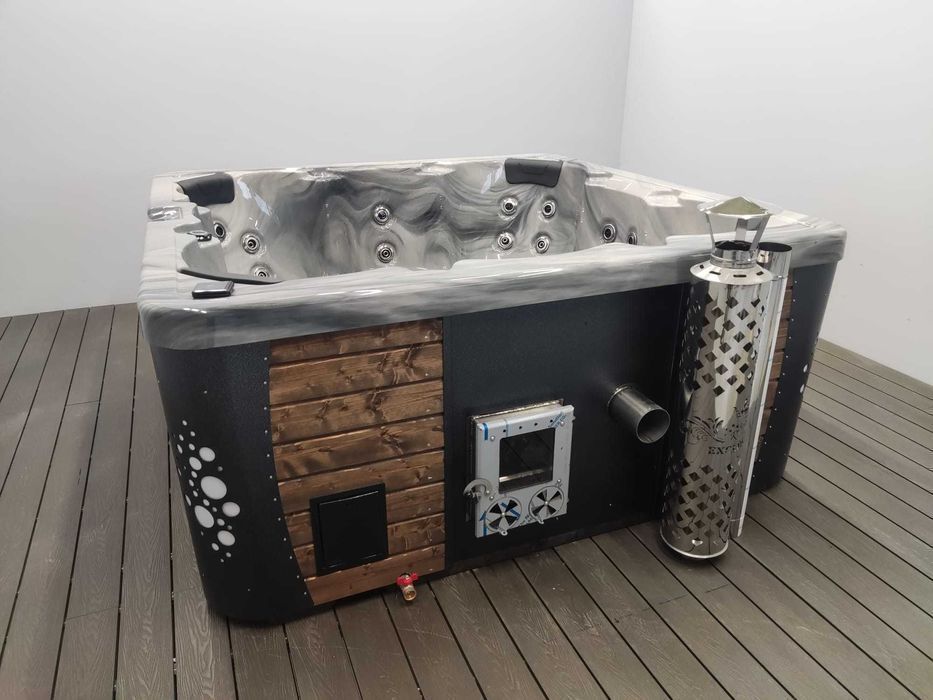 Kwadratowe Balie ogrodowe z piecem na drewno, jacuzzi ogrodowe, TANIO