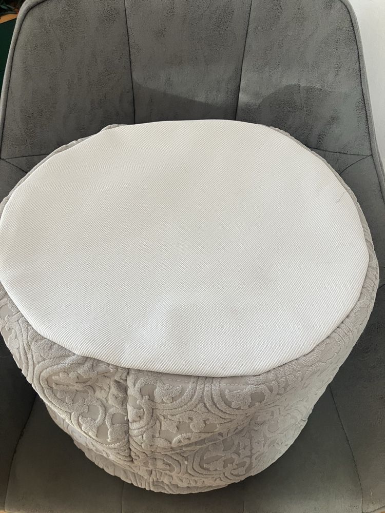 Duzy okragly pojemnik, kosz bawelniany welurowy szary wys.31 cm