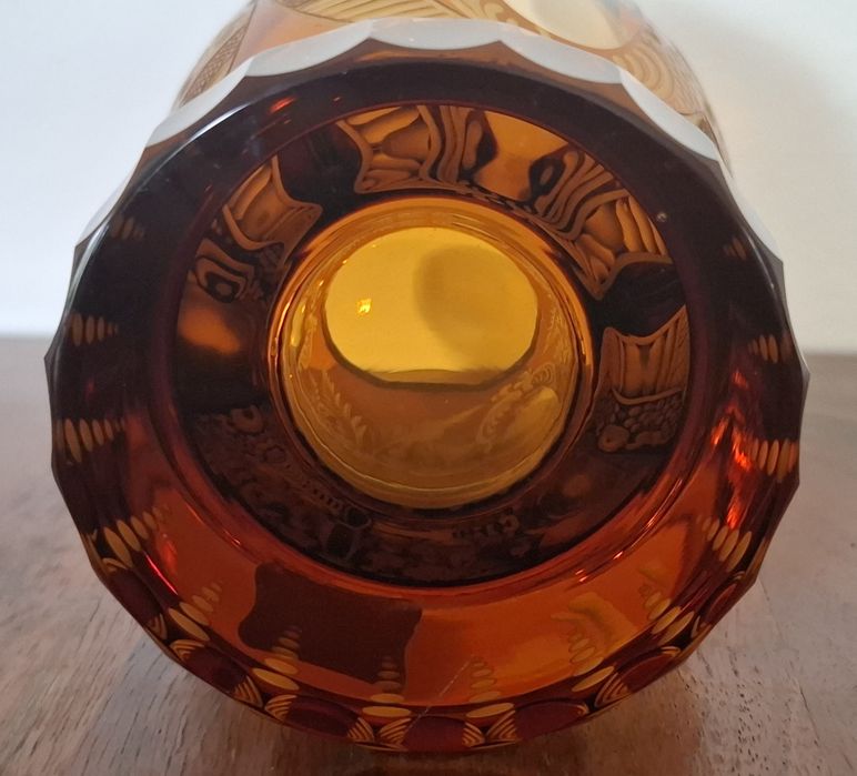 Egermann Bohemia Stara ciężka szklanica - puchar szkło bursztynowe syg