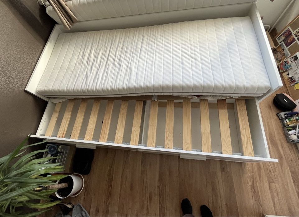 Ikea brimnes lezanka lozko 2 szuflady 2 materace agnotes twardy 80x200