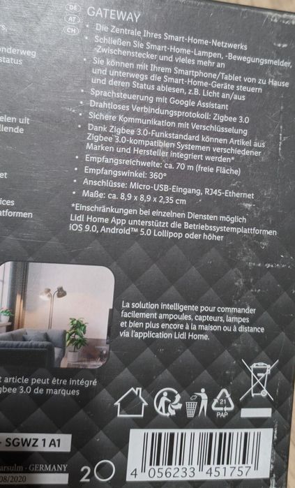 Шлюз SilverCrest Zigbee координатор