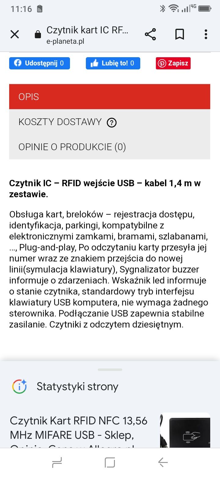 Czytnik kart IC RFID