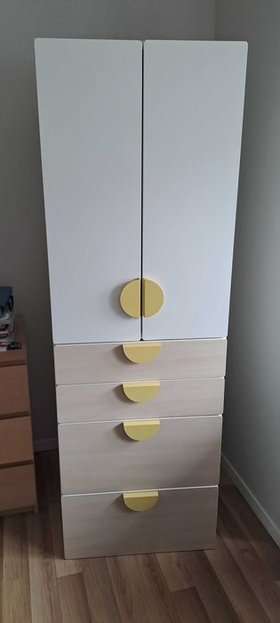 Szafa SMÅSTAD / PLATSA, biały/brzoza z 4 szufladam