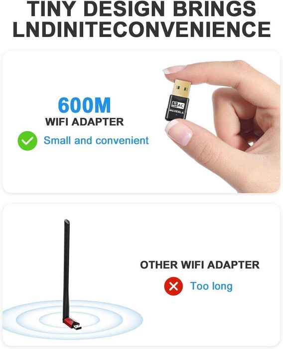 Maxesla Mini AC600 WiFi Dongle do PC