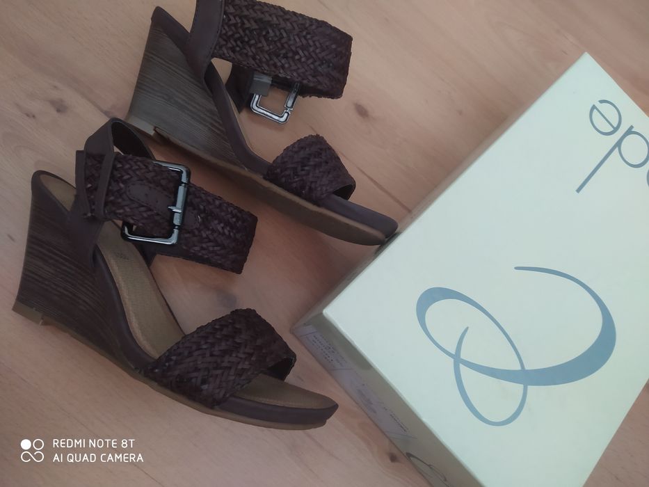 Nowe Buty 37 brązowe code sandały sandałki na koturnie