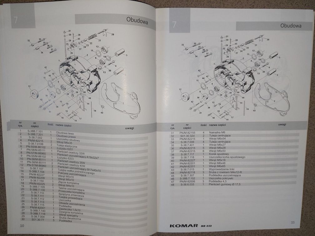 Nowy katalog czesci instrukcja rama silnik komar sztywniak Mr 232