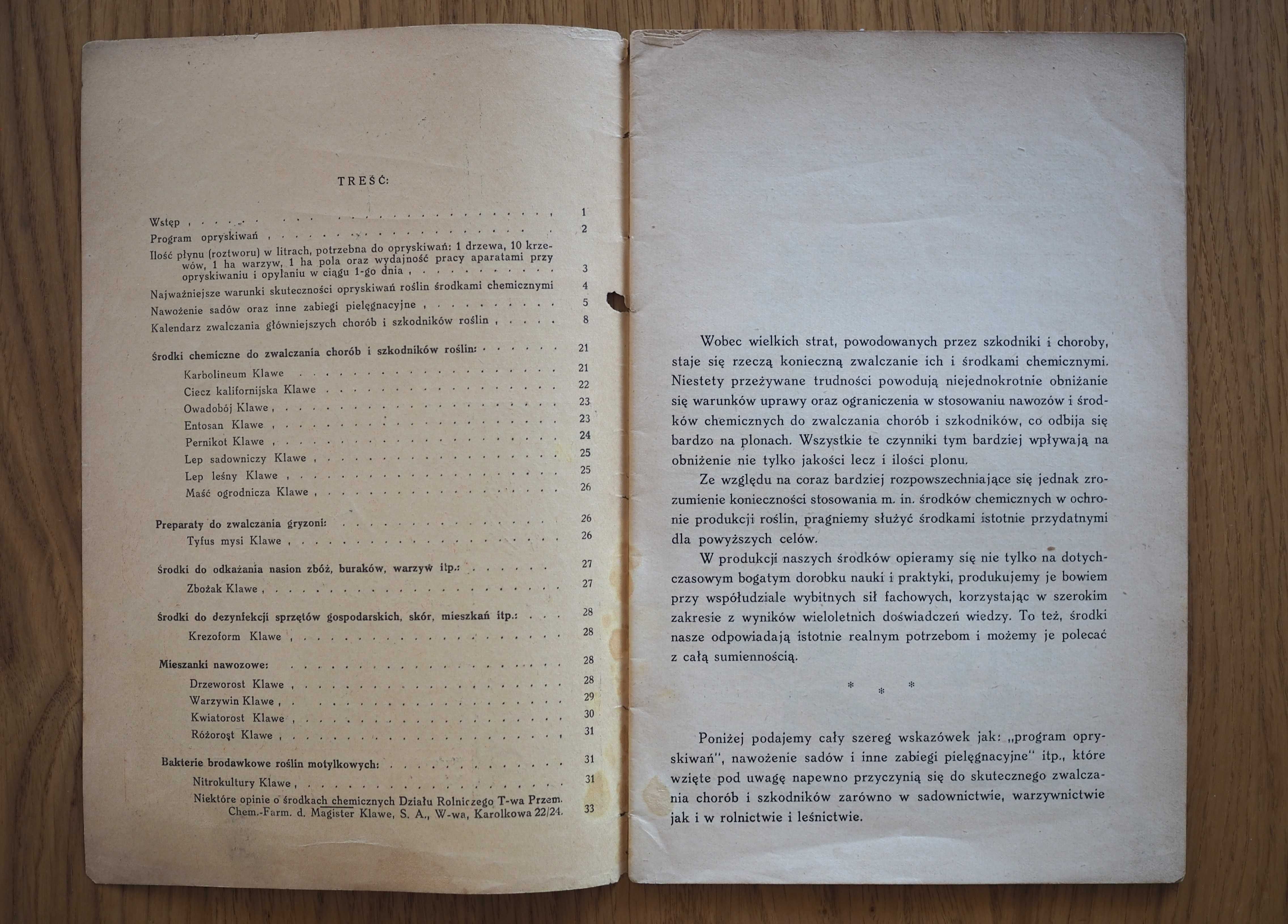 Zwalczanie chorób i szkodników roślin, stara reklama 1938r.