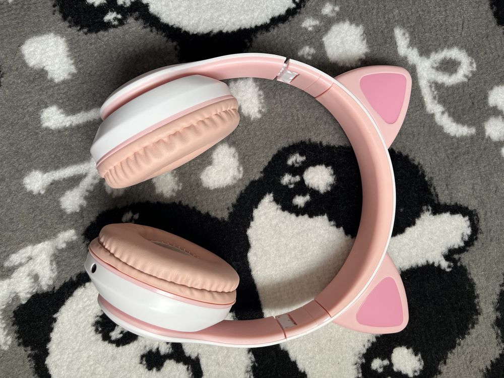 Różowe słuchawki kocie uszy kawaii