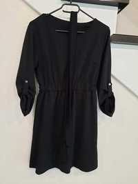 Super sukienka włoska New Collection elastyczna z paskiem mała czarna