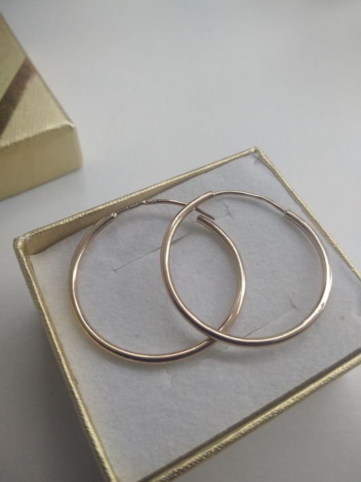 Złote kolczyki gładkie koła złoto 585 średnica 2,5cm  976