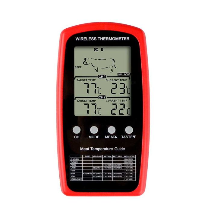 Кухонный кулинарный термометр для мяса с 2 выносными щупами и сигналом