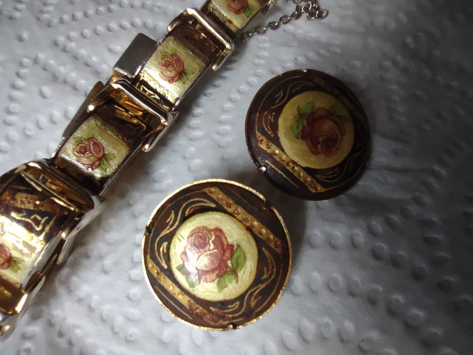 Komplet starej biżuterii róża damasceńska Toledo