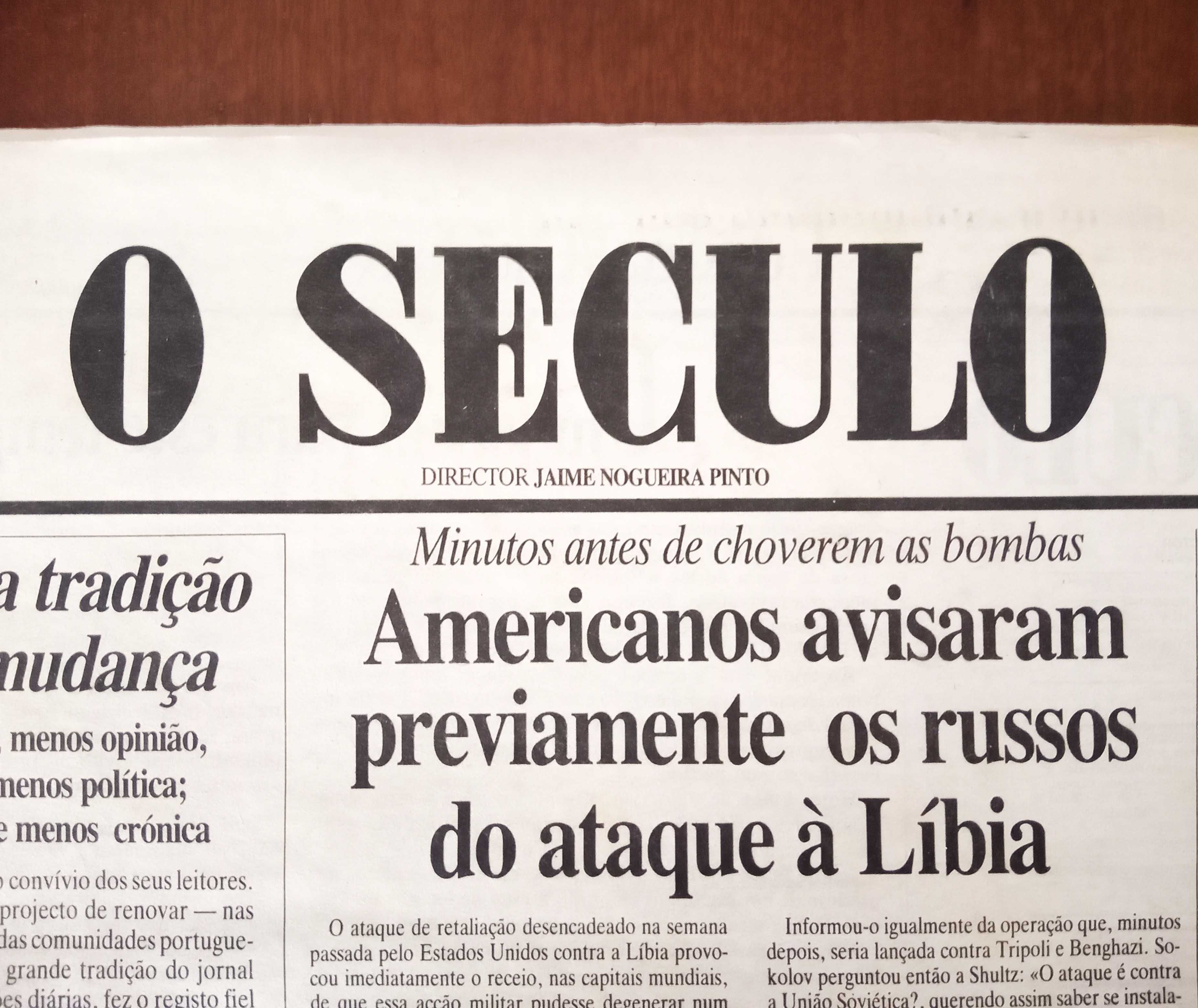 Jornal "O SECULO" Nº. 1 (II Série) - 22 Abril 1986 - Excelente Estado