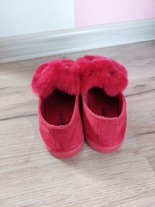 Czerwone zamszowe trampki dziewczęce króliczki 30