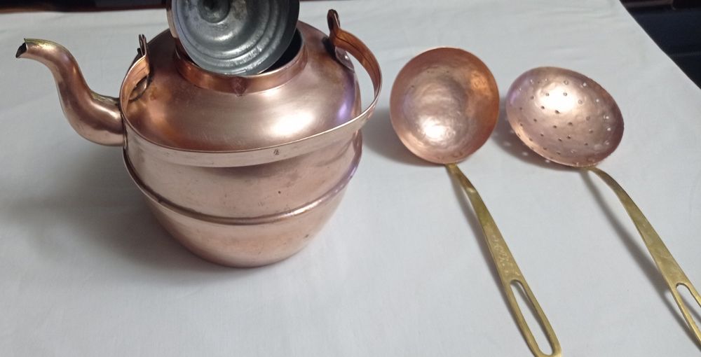 Медная посуда чайник черпак шумовка