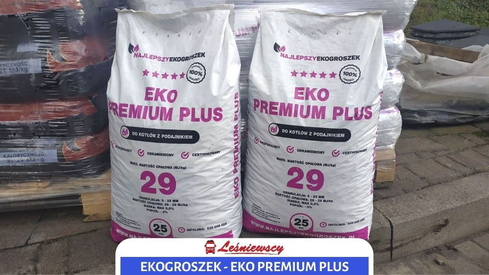 Najlepszy EKOGROSZEK 29MJ/kg EKO Premium Plus węgiel-opał-popiół do 3%