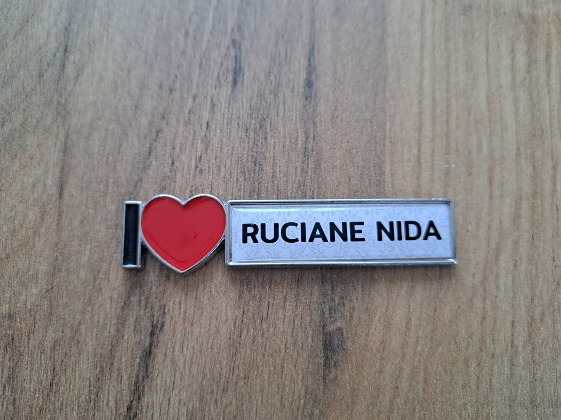 I love Ruciane Nida magnes na lodówkę metalowy serce czerwone