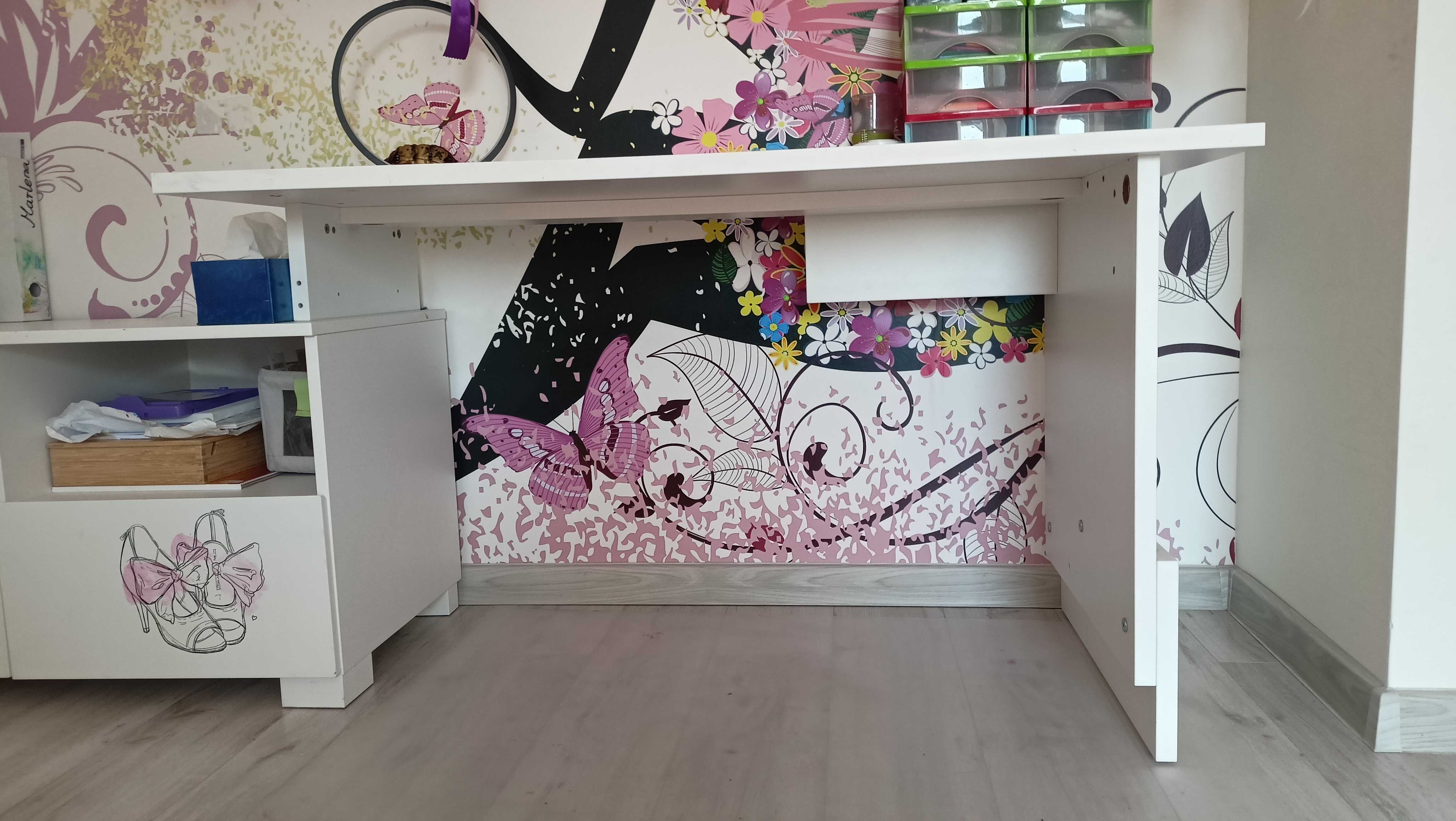 Biurko 130 cm z regulacją wysokości + szafka 100 - Meblik Fashion Pink