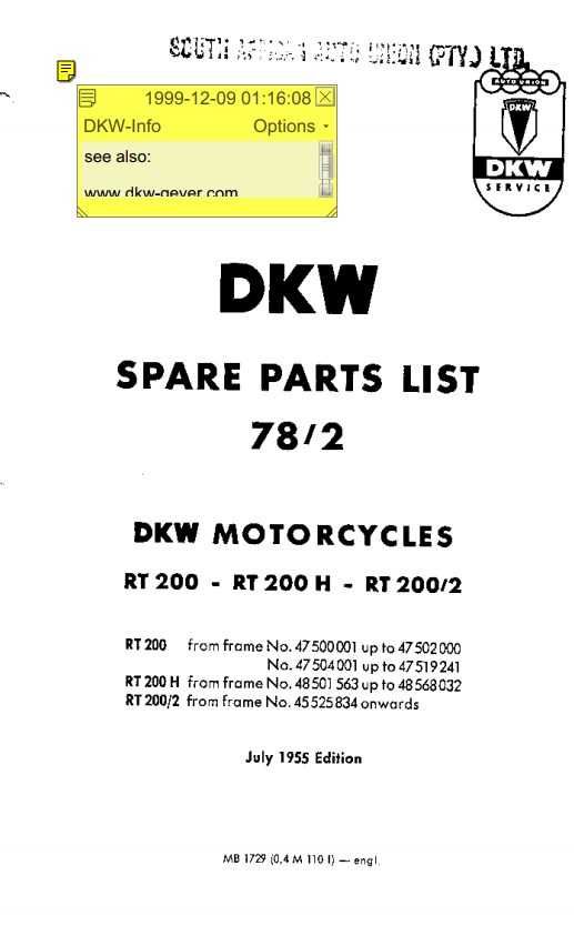 Katalog części motocykla DKW