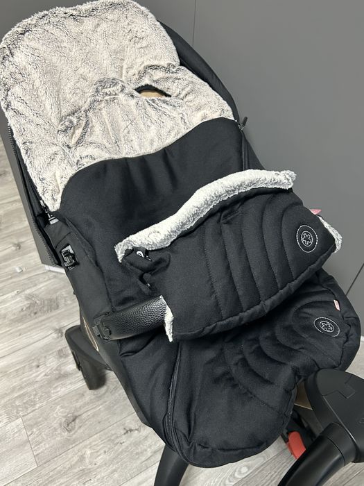 Чохол та муфта для рук чорний хутро штучне плюш Kiddy cybex