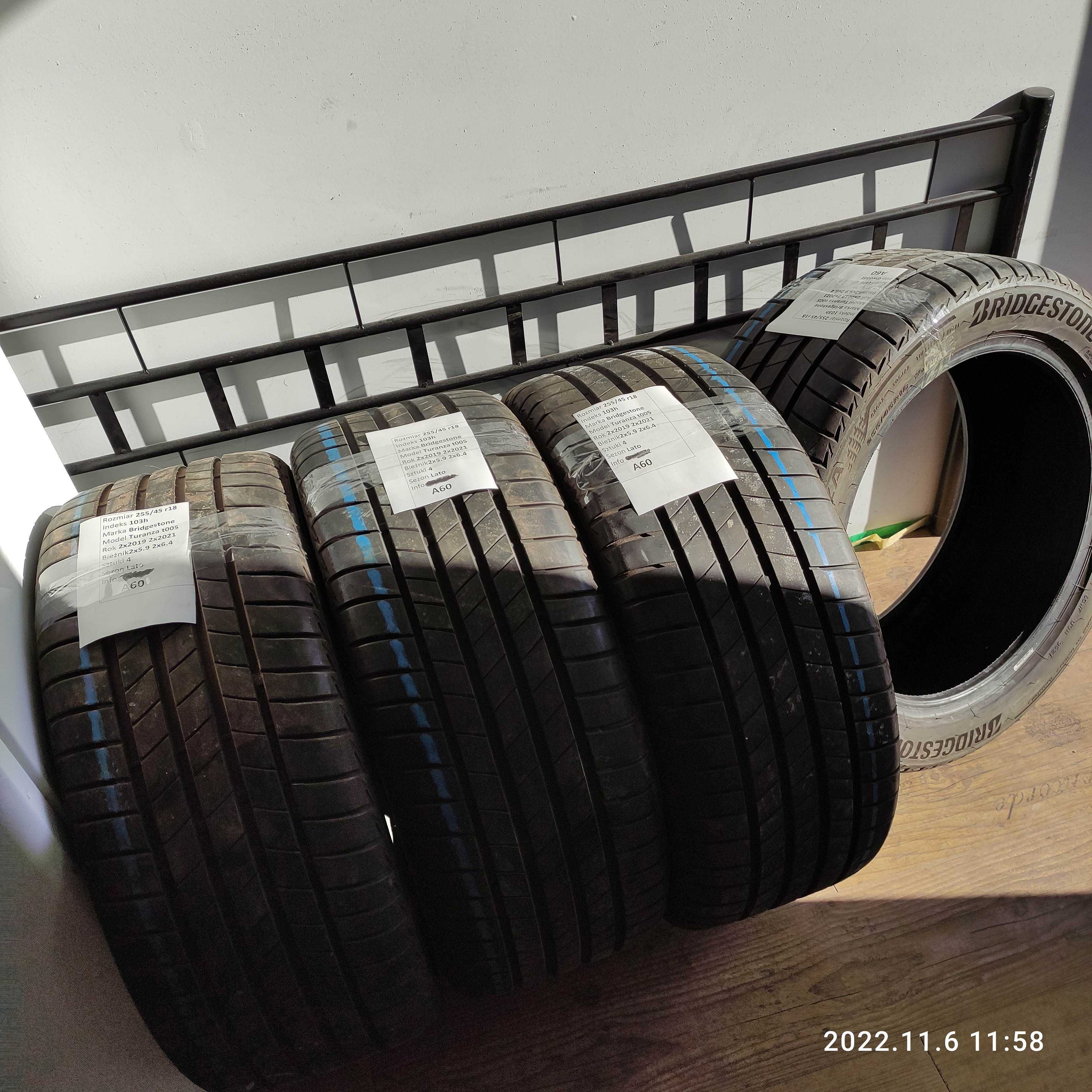 4x 255/45 r18 Bridgestone Turanza t005 lato