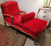 Sofá Chaise-longue (Cadeirão Bergere Espreguiçadeira) Veludo  Luís XV