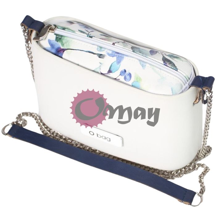 organizer OBAG POCKET eko skóra kwiaty niebieskie 1 kieszeń wkład OMAY