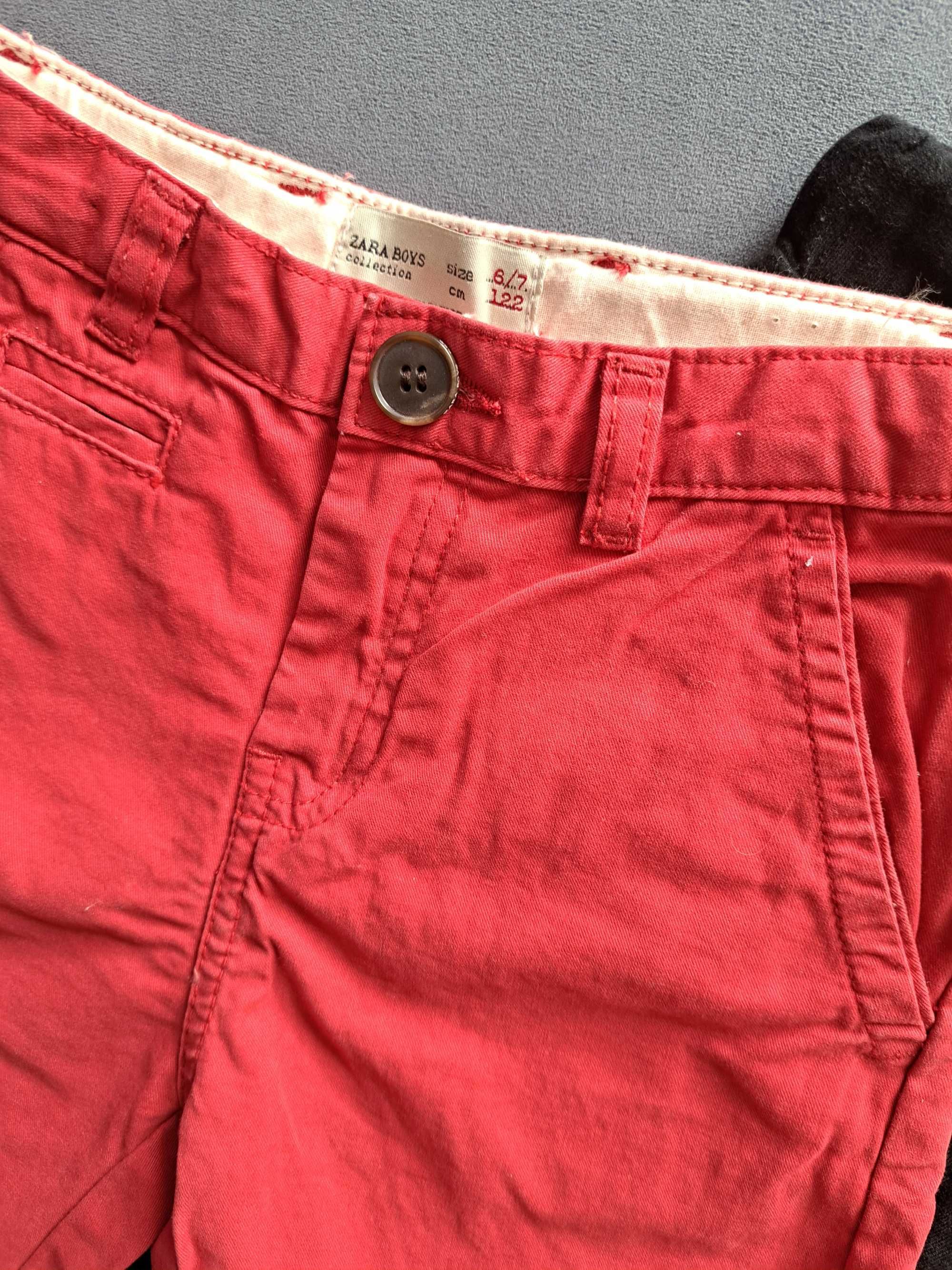Krótkie spodenki bermudy szorty czerwone Zara 6/7 lat 122 cm gratis.