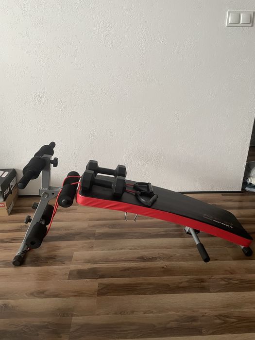 Ławka do ćwiczeń skośna z ekspanderami i hantlami Neo-Sport  NS-211