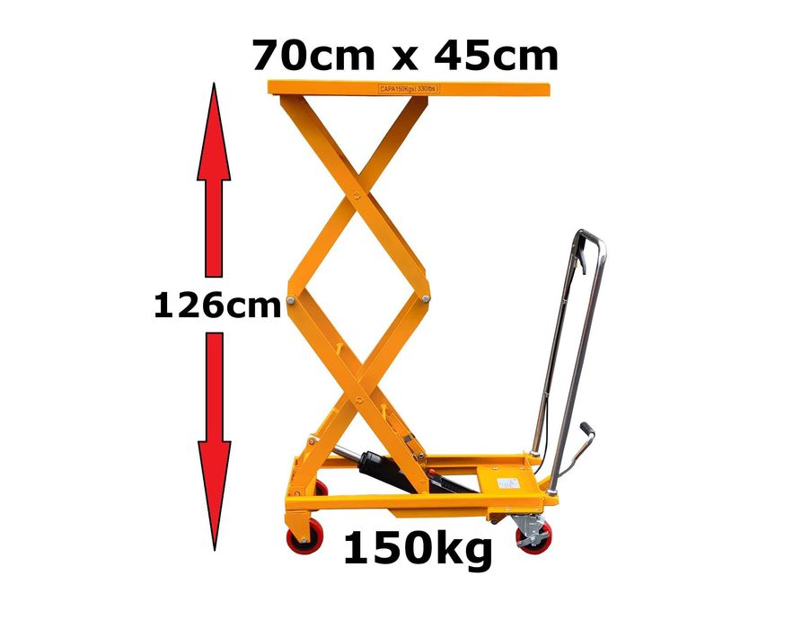 Wózek nożycowy stołowy podnośnikowy mobilny stół podnoszony 126cm 150k